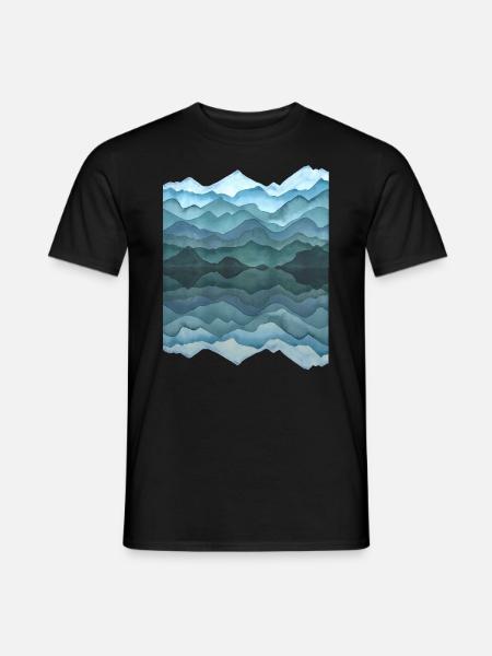 Aquarell: abstrakte Landschaft mit Hügeln/ Bergen - Männer T-Shirt - Schwarz