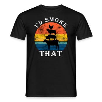 I'd Smoke That BBQ lustiger Grill Spruch retro - Männer T-Shirt - Schwarz - Vorne - AI Model Male 178 light (178cm)