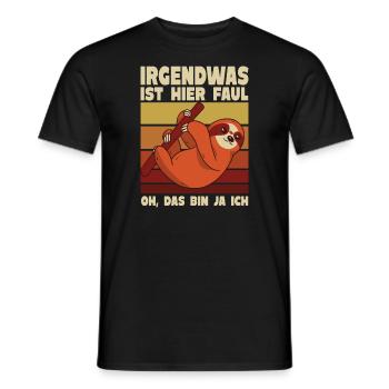 Irgendwas ist hier faul oh das bin ja ich Faultier - Männer T-Shirt - Schwarz - Vorne - AI Model Male 178 light (178cm)