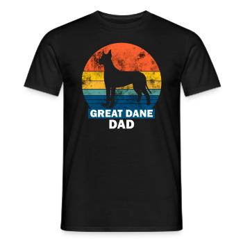Great Dane Dad Mastiff Silhouette Retro Circle Grunge - Men's T-Shirt - black - Front - AI Model Male 178 light (178cm)