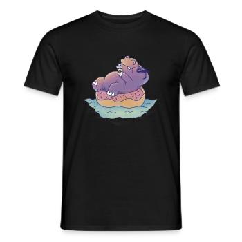 Sommer Hippo Sonne Brille Limonade Pool Donut Meer - Männer T-Shirt - Schwarz - Vorne - AI Model Male 178 light (178cm)