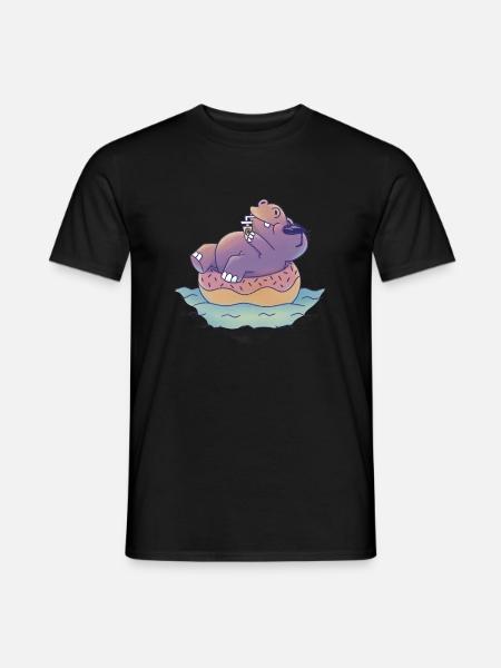 Summer Hippo Sun Glasses Lemonade Pool Donut Sea - Men's T-Shirt - black