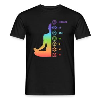 Chakra Energy Alignment Meditation Design - Men's T-Shirt - black - Front - AI Model Male 178 light (178cm)