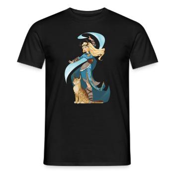 Sorceress Witch North Vikings Magic with Animal - Men's T-Shirt - black - Front - AI Model Male 178 light (178cm)