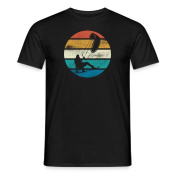 Kitesurf vintage, Kitesurfer, Coucher de soleil - T-shirt homme - noir - Devant - AI Model Male 178 light (178cm)