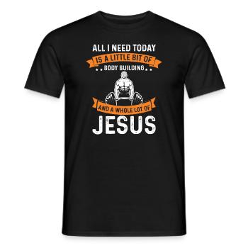 Jesus Christus Gott Christ Bodybuilding Fitness - Men's T-Shirt - black - Front - AI Model Male 178 light (178cm)