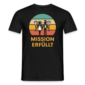 Mission Erfüllt (Hochzeit Sekt Sunset / 5C) - Männer T-Shirt - Schwarz - Vorne - AI Model Male 178 light (178cm)