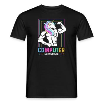 Computer Technologist Gift Radiologist Unicorn - Men's T-Shirt - black - Front - AI Model Male 178 light (178cm)