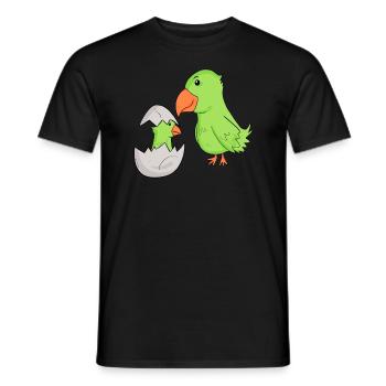 Perroquet avec bébé perroquet - T-shirt homme - noir - Devant - AI Model Male 178 light (178cm)