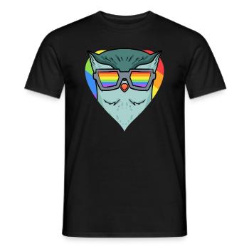 LGBT Tier Eule Regenbogen - Männer T-Shirt - Schwarz - Vorne - AI Model Male 178 light (178cm)