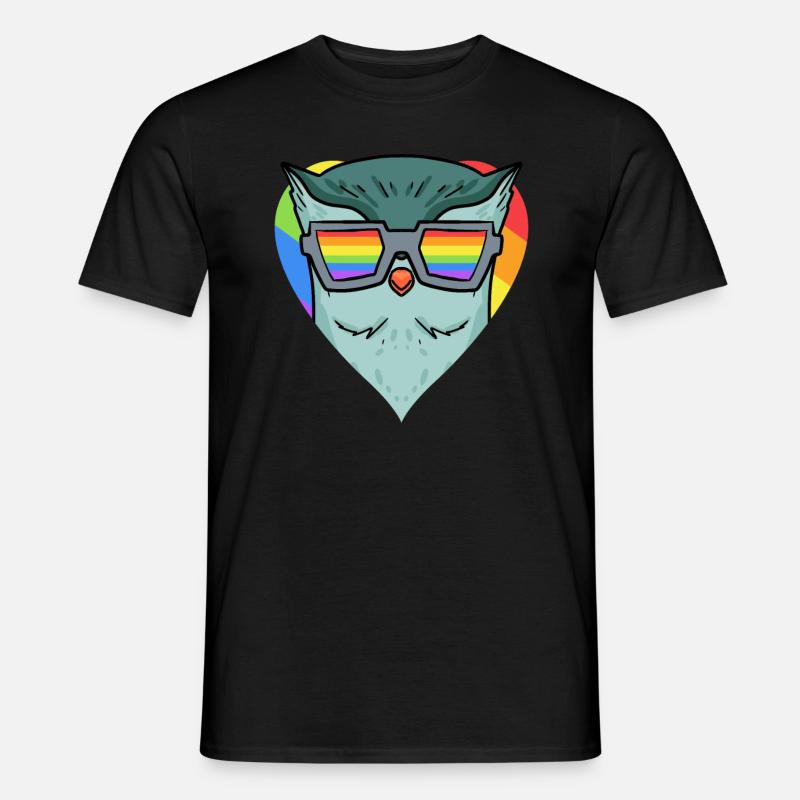 LGBT Tier Eule Regenbogen - Männer T-Shirt - Schwarz