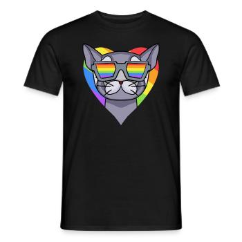 CHAT LGBT British Shorthair Rainbow - T-shirt homme - noir - Devant - AI Model Male 178 light (178cm)