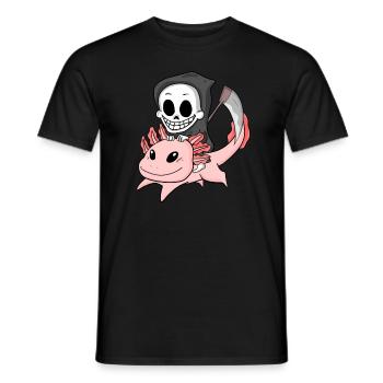 Grim Reaper and Axolotl - Men's T-Shirt - black - Front - AI Model Male 178 light (178cm)