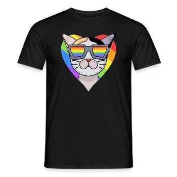 Chat LGBT Japonais Bobtail Rainbow - T-shirt homme - noir - Devant - AI Model Male 178 light (178cm)