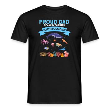 Proud Papa Ichthyologist Marine Biologist Ocean Sea - Men's T-Shirt - black - Front - AI Model Male 178 light (178cm)