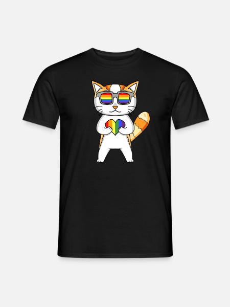 LGBT Katze Regenbogen - Männer T-Shirt - Schwarz