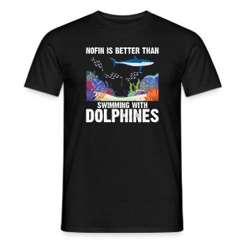 With Dolphins Swimming Dolphin Ocean Sea Mammal - Men's T-Shirt - black - Front - AI Model Male 178 light (178cm)