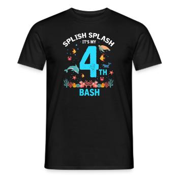 Marine Biology Birthday Party Birthday 4 Four - Men's T-Shirt - black - Front - AI Model Male 178 light (178cm)