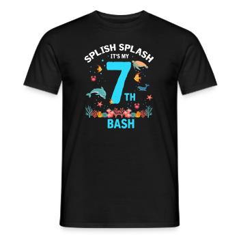 Marine Biology Birthday Party 7 Years Seven - Men's T-Shirt - black - Front - AI Model Male 178 light (178cm)