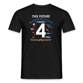 Marine Biology Birthday Party Birthday 4 Four - Men's T-Shirt - black - Front - AI Model Male 178 light (178cm)