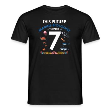 Marine Biology Birthday Party 7 Years Seven - Men's T-Shirt - black - Front - AI Model Male 178 light (178cm)