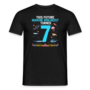 Marine Biology Birthday Party 7 Years Seven - Men's T-Shirt - black - Front - AI Model Male 178 light (178cm)