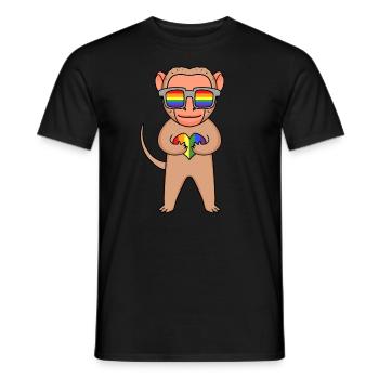 LGBT Animal Monkey Macaques Rainbow - Men's T-Shirt - black - Front - AI Model Male 178 light (178cm)