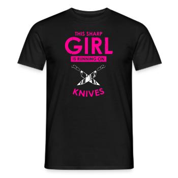 Sharp woman loves knife knife collector knife fan - Men's T-Shirt - black - Front - AI Model Male 178 light (178cm)