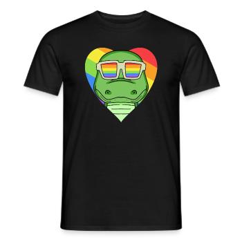 LGBT Tier Krokodile Regenbogen Herz - Männer T-Shirt - Schwarz - Vorne - AI Model Male 178 light (178cm)