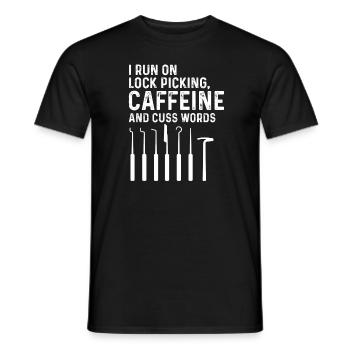 Lock picking coffee and swear words design - Men's T-Shirt - black - Front - AI Model Male 178 light (178cm)