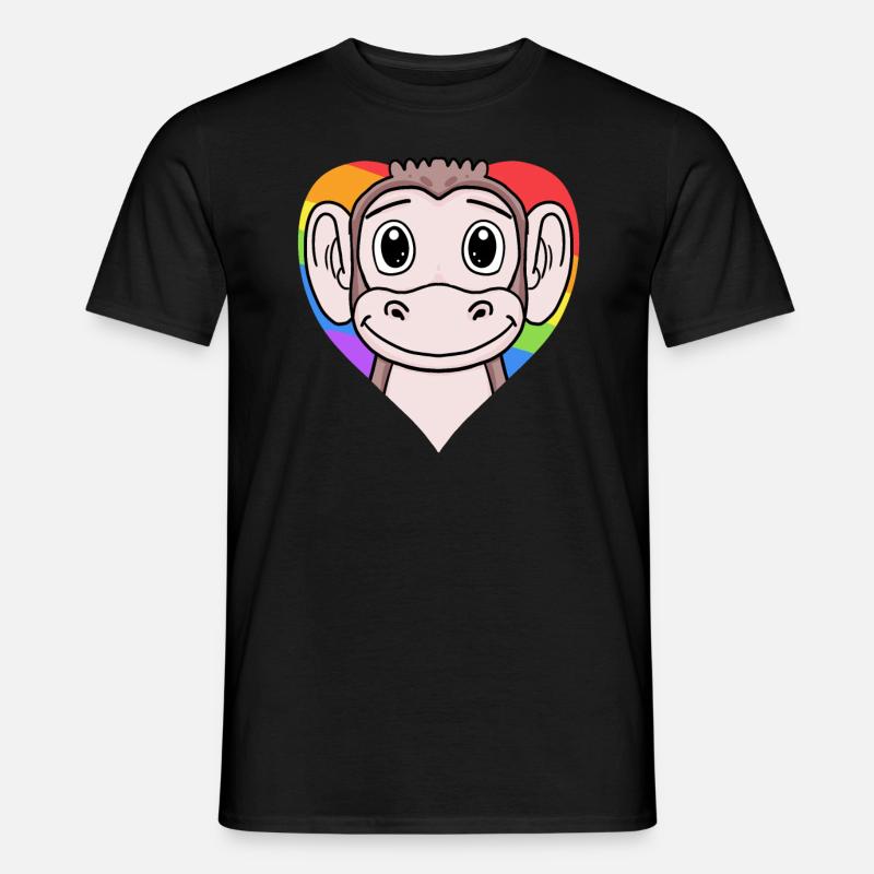 LGBT Tier Affe Regenbogen - Männer T-Shirt - Schwarz