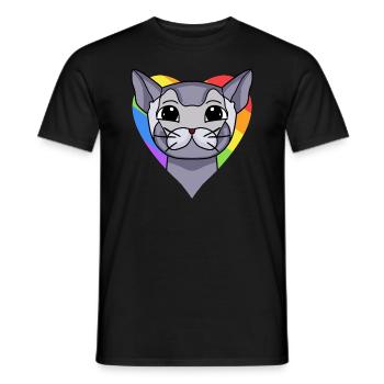 CHAT LGBT British Shorthair Rainbow - T-shirt homme - noir - Devant - AI Model Male 178 light (178cm)