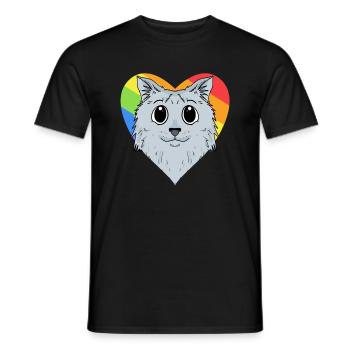 CHAT LGBT Sibérien Chat Arc-en-ciel - T-shirt homme - noir - Devant - AI Model Male 178 light (178cm)