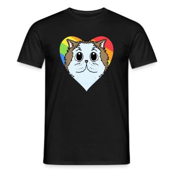 CHAT LGBT Chat Persan Arc-en-ciel - T-shirt homme - noir - Devant - AI Model Male 178 light (178cm)