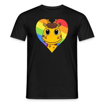 Giraffe LGBT Regenbogen Farben - Männer T-Shirt - Schwarz - Vorne - AI Model Male 178 light (178cm)