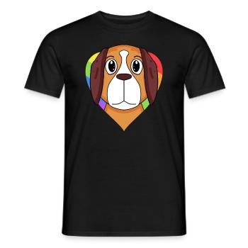 Cœur arc-en-ciel de chien St. Bernard - T-shirt homme - noir - Devant - AI Model Male 178 light (178cm)