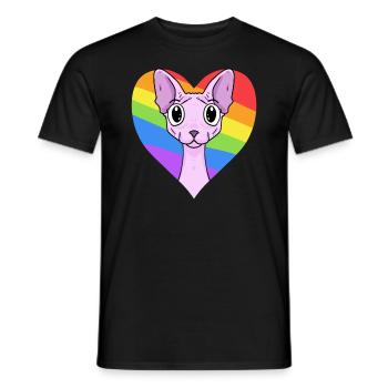 LGBT Katze Sphynx Regenbogen - Männer T-Shirt - Schwarz - Vorne - AI Model Male 178 light (178cm)
