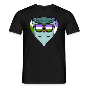 Hibou genderqueer - T-shirt homme - noir - Devant - AI Model Male 178 light (178cm)
