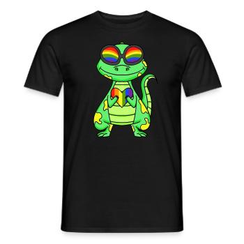 LGBT Animal Dinosaur Rainbow Heart - Men's T-Shirt - black - Front - AI Model Male 178 light (178cm)