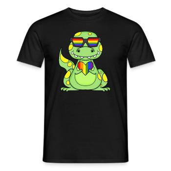 LGBT Animal Dinosaur Rainbow Heart - Men's T-Shirt - black - Front - AI Model Male 178 light (178cm)