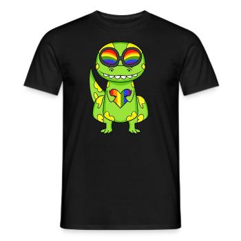 LGBT Animal Dinosaur Rainbow Heart - Men's T-Shirt - black - Front - AI Model Male 178 light (178cm)