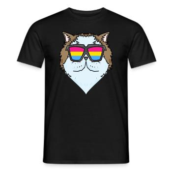 Pansexuell Perserkatze - Katze mit Brille - Männer T-Shirt - Schwarz - Vorne - AI Model Male 178 light (178cm)