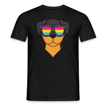 Pansexuell Rottweiler Hund - Hund mit Brille - Männer T-Shirt - Schwarz - Vorne - AI Model Male 178 light (178cm)