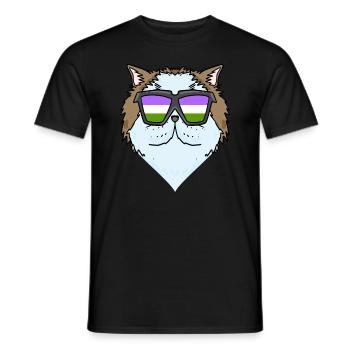 Genderqueer Chat Lgbt Chat Persan - T-shirt homme - noir - Devant - AI Model Male 178 light (178cm)