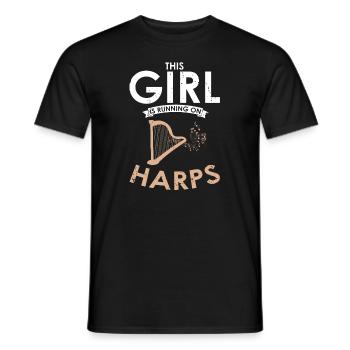 Harp design for harpist and harp player - Men's T-Shirt - black - Front - AI Model Male 178 light (178cm)
