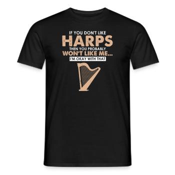 Harp design for harpist and harp player - Men's T-Shirt - black - Front - AI Model Male 178 light (178cm)