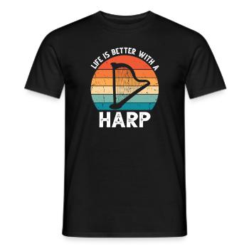 Harp design for harpist and harp player - Men's T-Shirt - black - Front - AI Model Male 178 light (178cm)