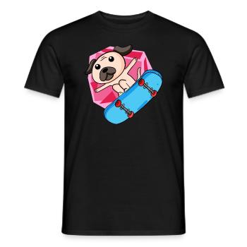 Hund als Skater mit Skateboard - Männer T-Shirt - Schwarz - Vorne - AI Model Male 178 light (178cm)