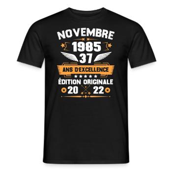 Novembre 1985 Idée Cadeau D'anniversaire 37 Ans - T-shirt homme - noir - Devant - AI Model Male 178 light (178cm)