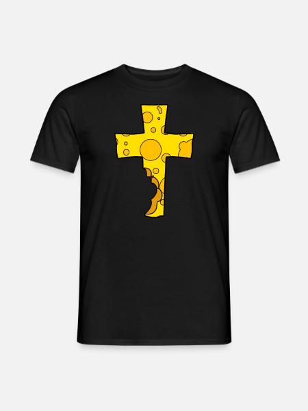 Cross symbol cheese - Men's T-Shirt - black